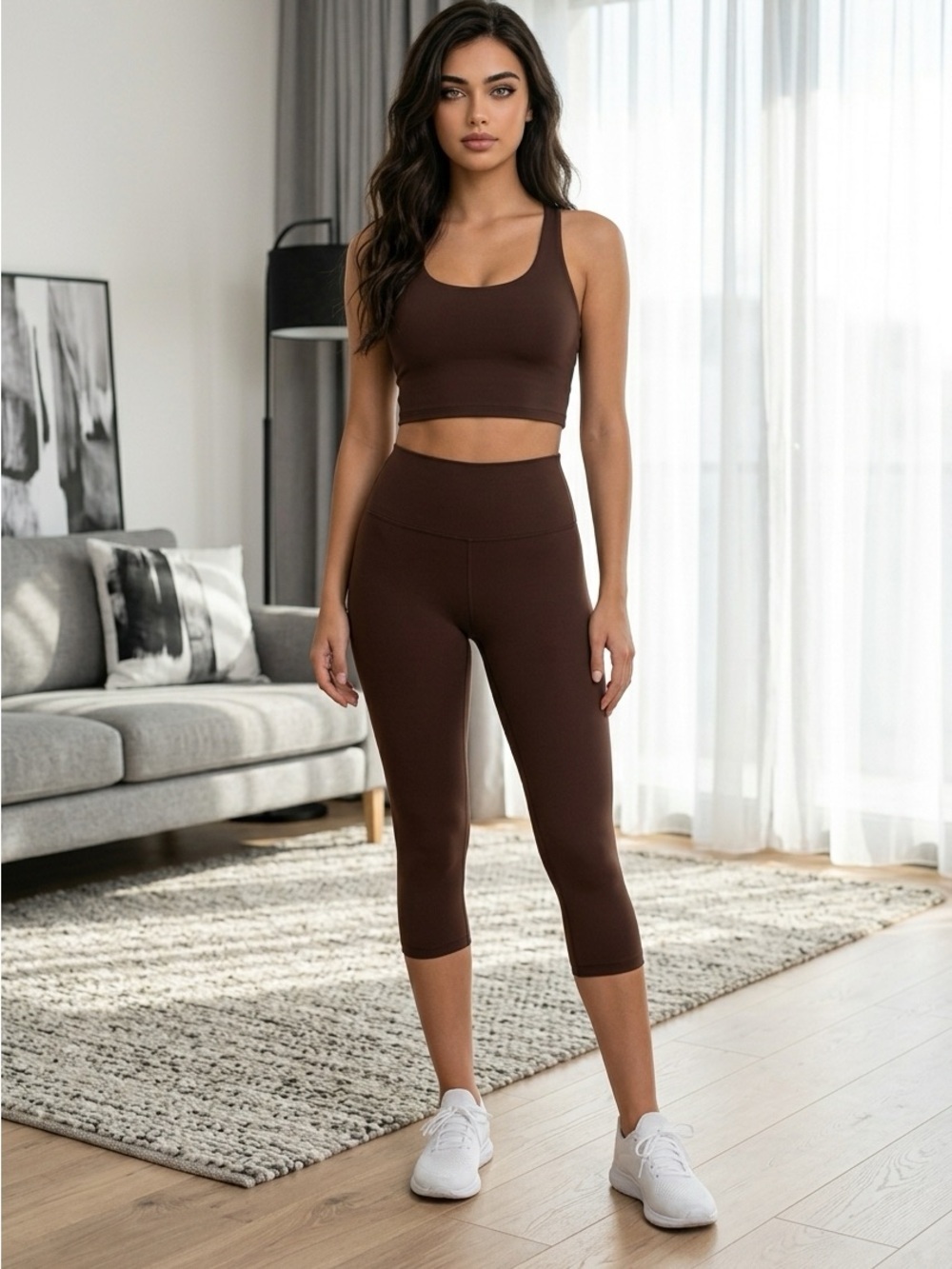 NWT Bozzolo Women Maroon Cropped Athletic Leggings Poly/Spandex Blend - Size M